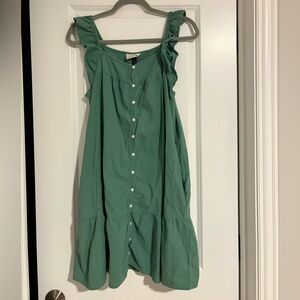 Universal Thread Green Flutter Sleeve Button Down Tiered Dress size small